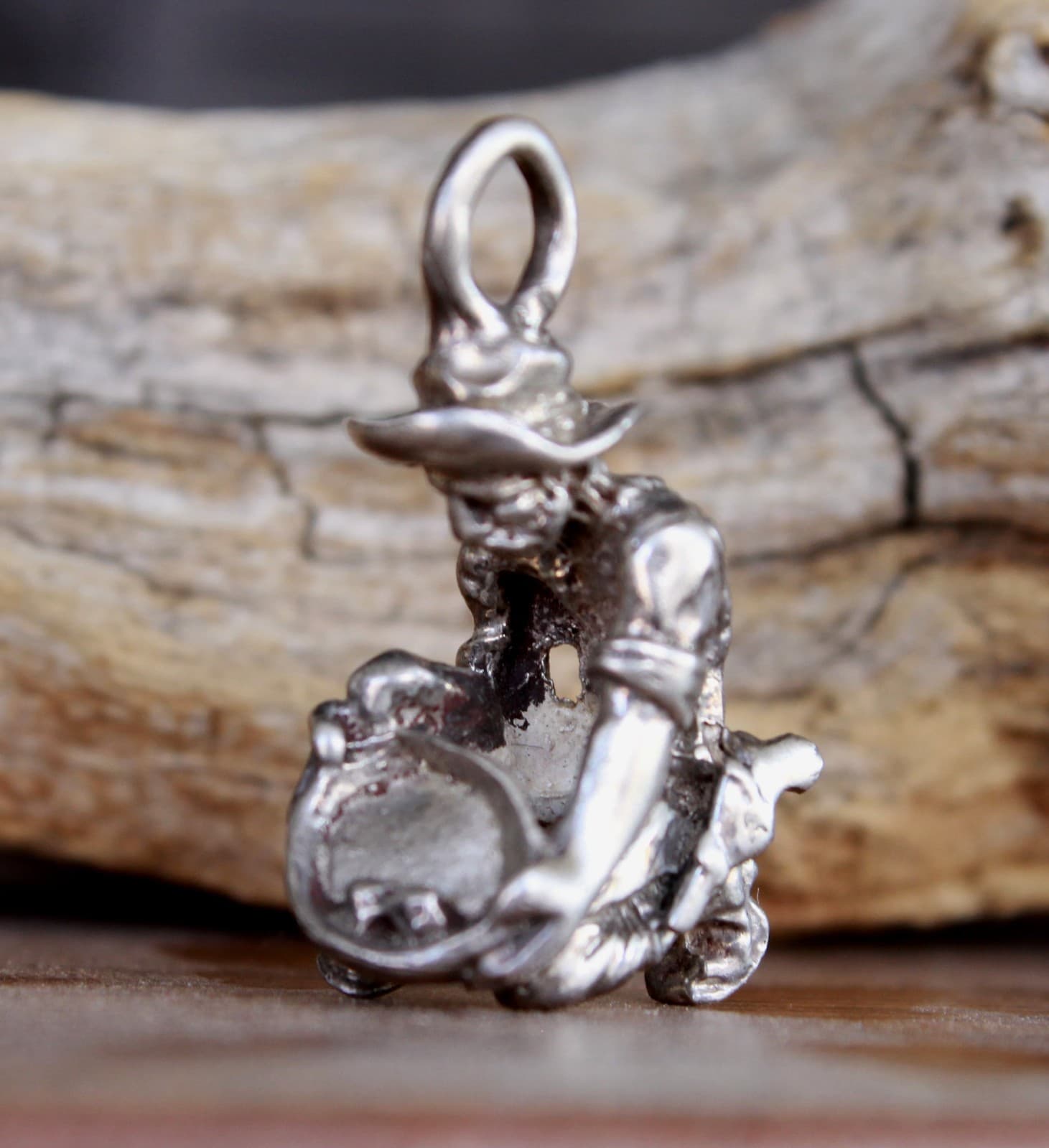 Gold Panner Prospector Figure Solid Sterling Silver pendant casting