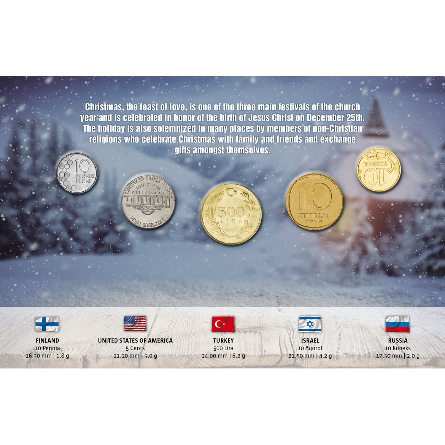 Authentic Collectable Silver Gold Coins Christmas Around the World Collection 2