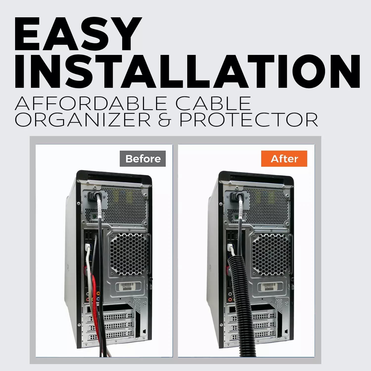 20 Ft Split Loom 1/4" 1/2" 3/4" Black Wire Harness Wrap Cover Sleeve Conduit 5