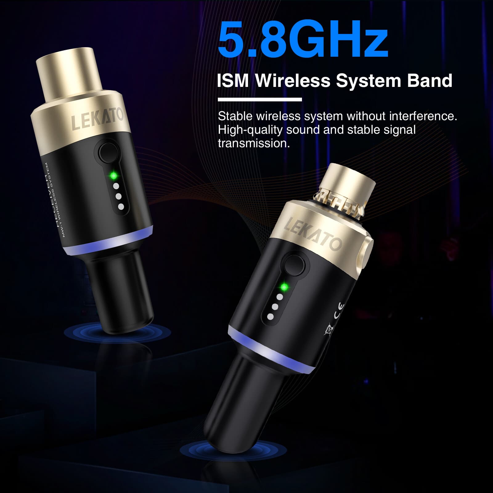 LEKATO 5.8G Wireless Microphone Transmitter Receiver System Plug On XLR 100ft 2