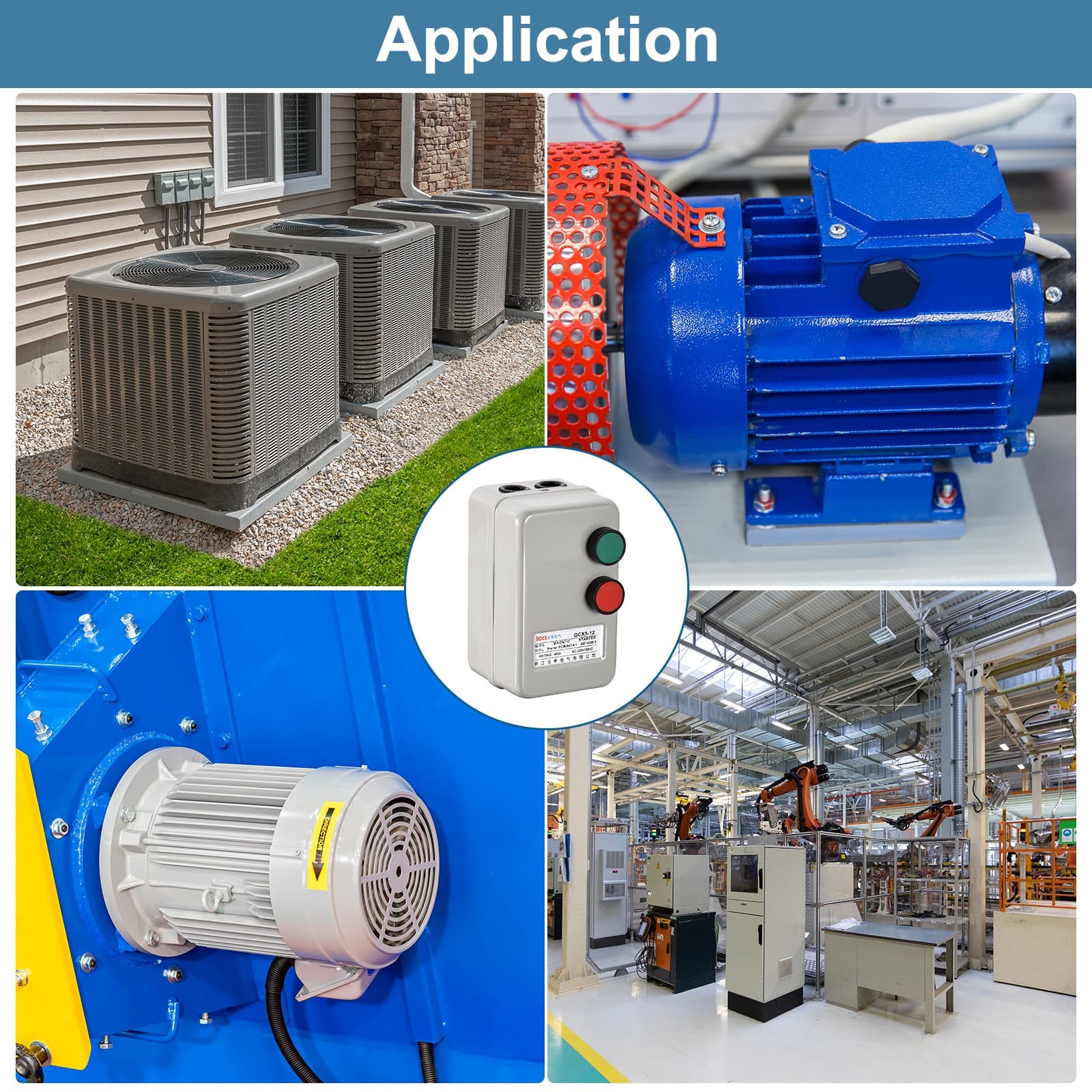 Magnetic Electric Motor Starter 220V 4KW 5HP 2 Phase Magnetic Switch Starter 6