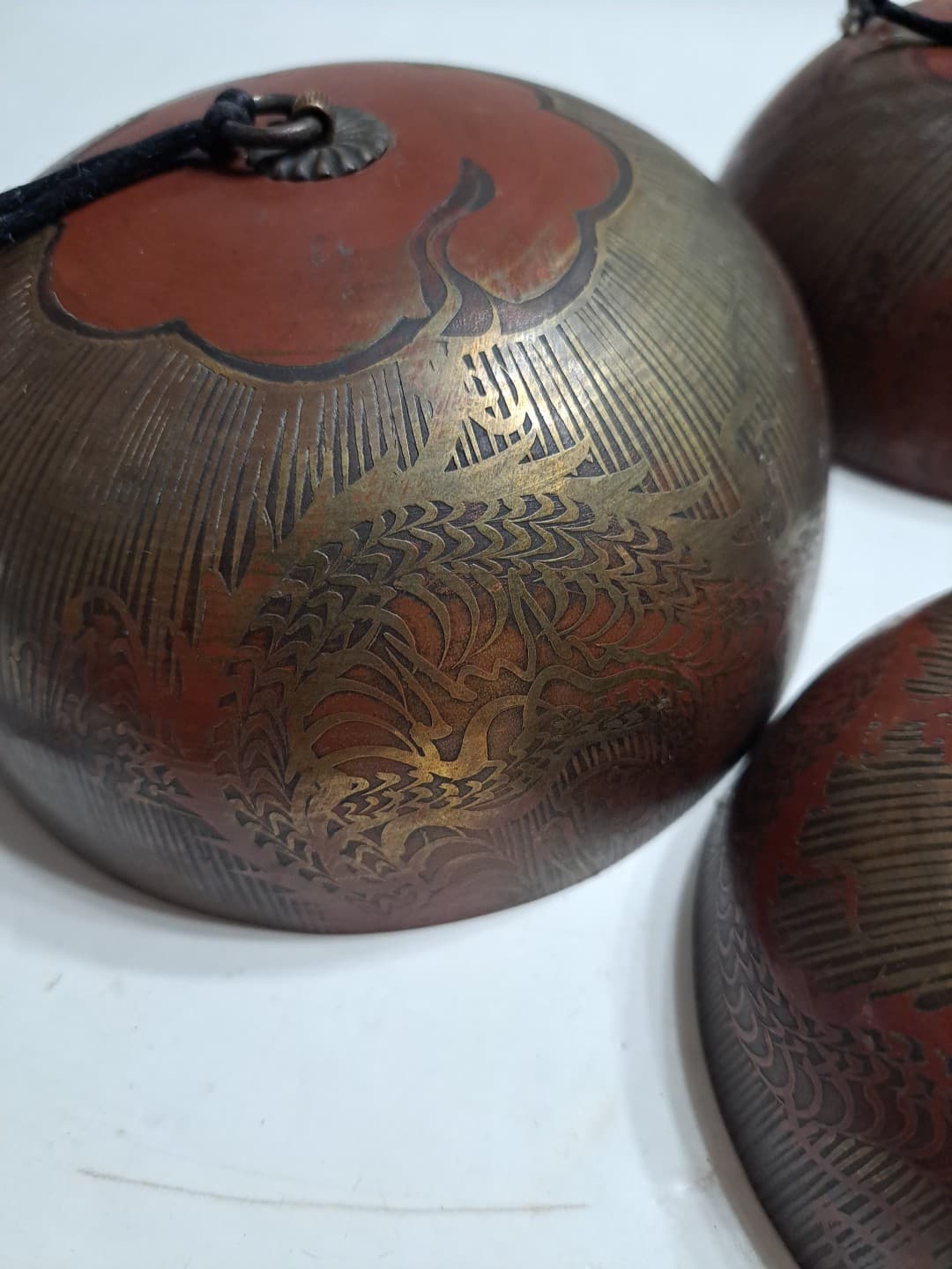 20th Century Chinese Brass Four Tier Cascading Temple Bell with Dragon... 6