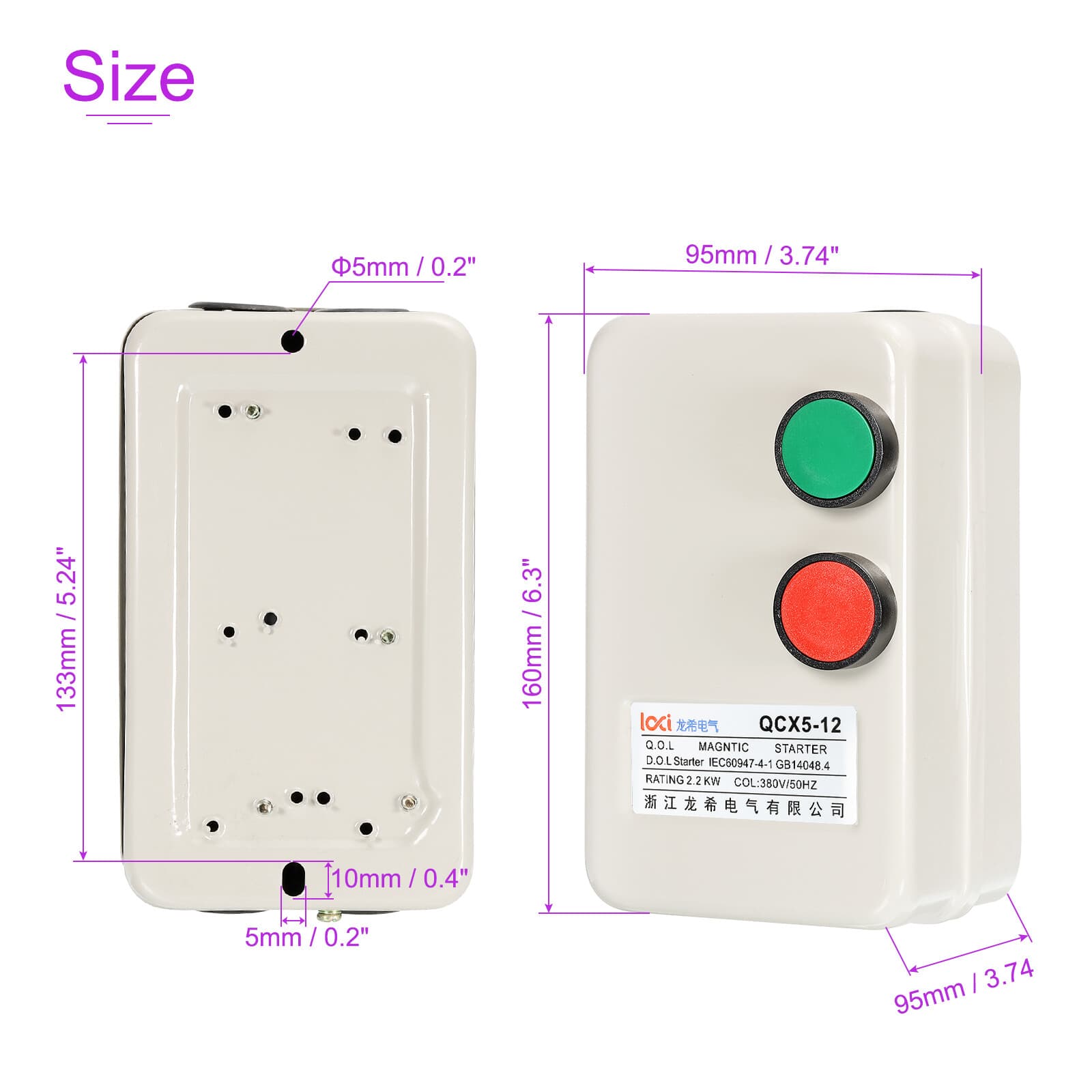 220V 240V 2.2KW Magnetic Electric Motor Starter Control Industrial Switches 3
