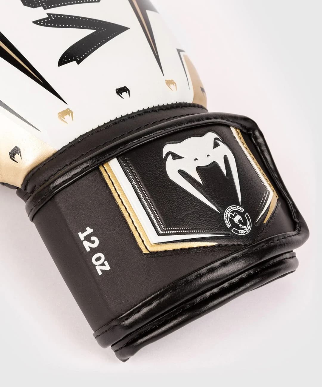 Venum Elite Evo Hook and Loop Boxing Gloves - White/Gold 3