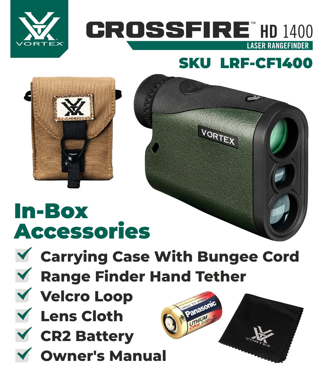 Vortex Optics Crossfire HD 1400 Laser Rangefinder w/ Free Camo Forest Hat Bundle 5