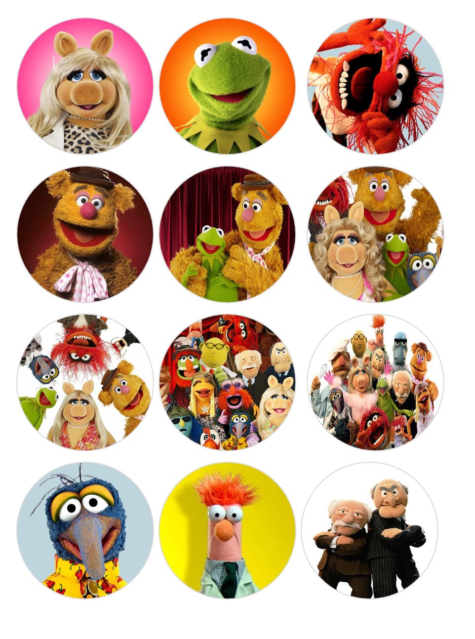 12 count Muppets Edible Image rounds, Wafer paper, pre cut