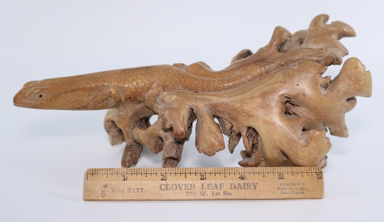 Hand-carved burl wood Komodo Dragon lizard sculpture Indonesia Artisans COA 7063 2