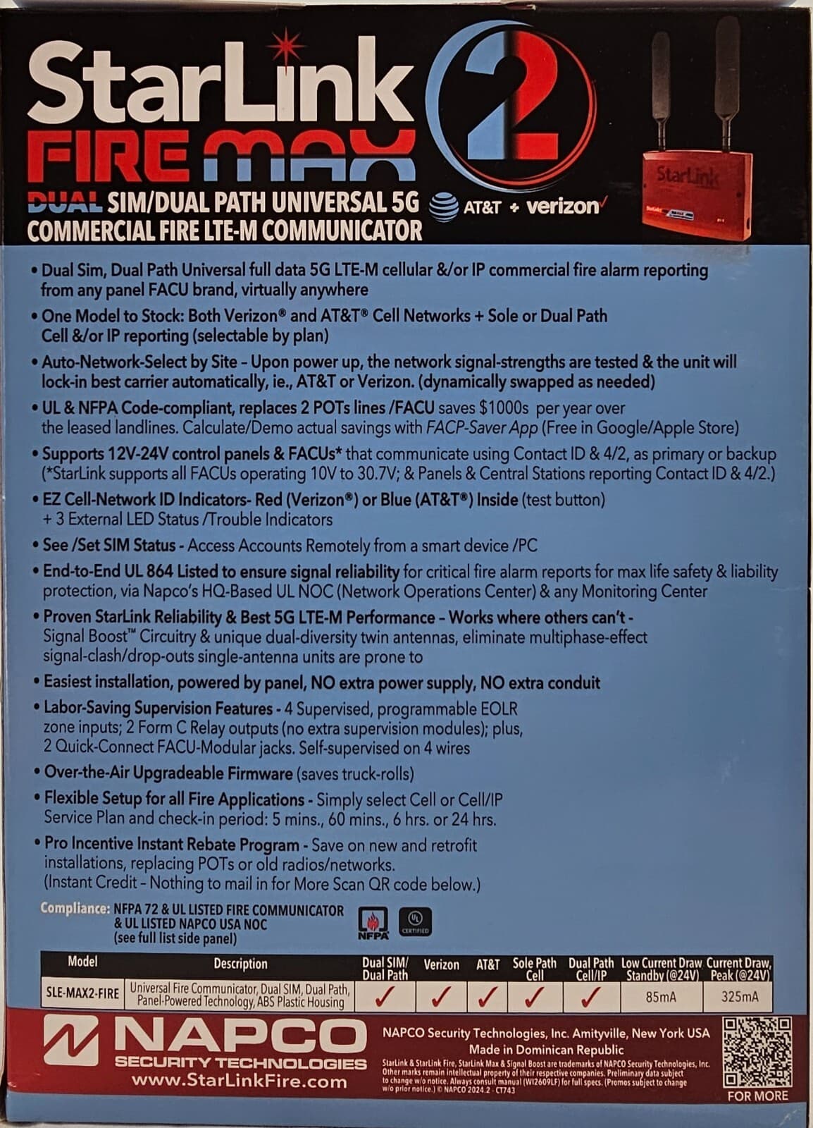 StarLink Dual SIM/Dual 5G Commercial Fire Alarm LTE-M Communicator SLE-MAX2-FIRE 3