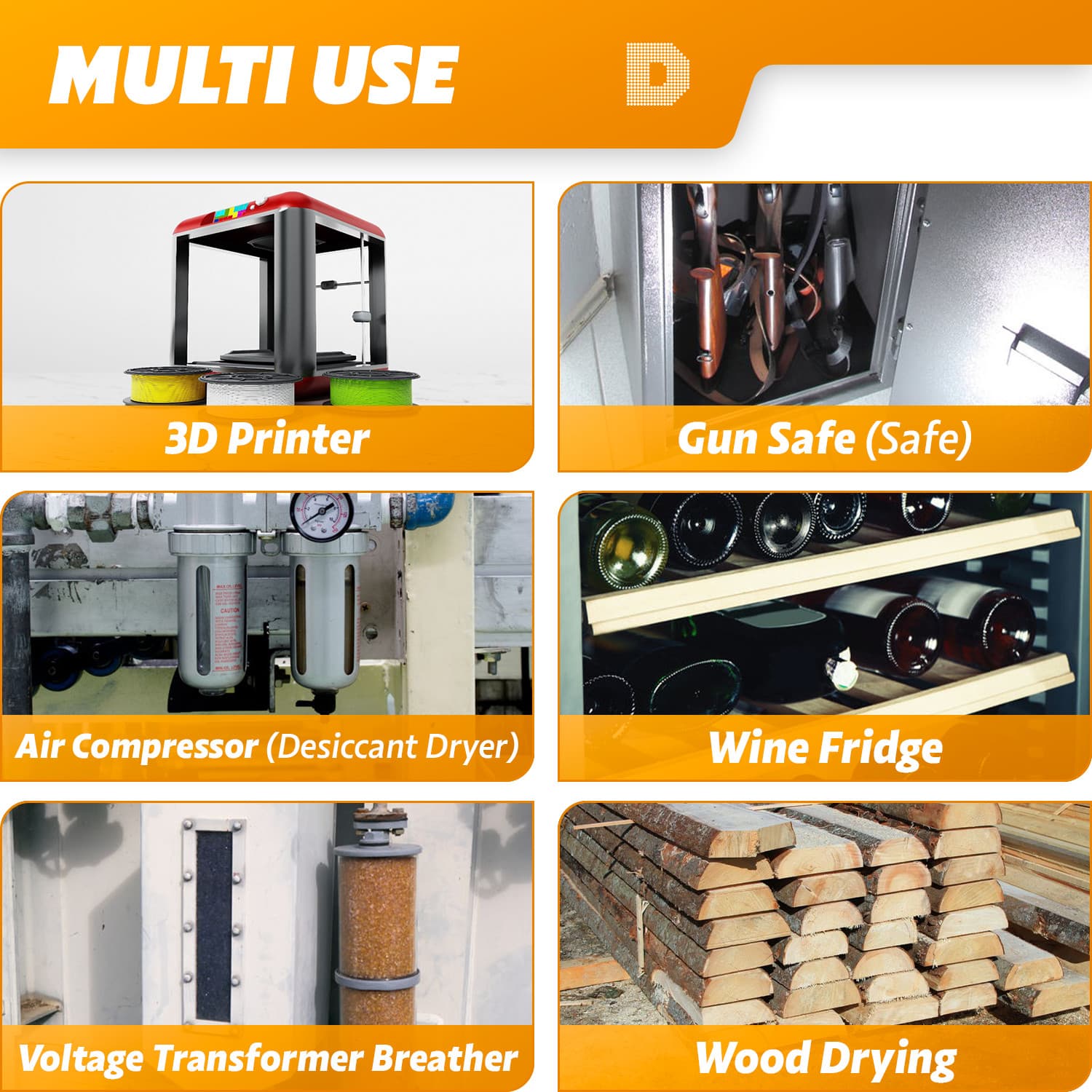 2 Gallon(15 LBS) "Dry&Dry" Premium Orange Indicating Silica Gel Desiccant Bead 4