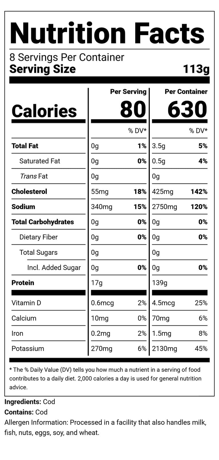 Freeze-Dried Cod (Uncooked Fish) 6