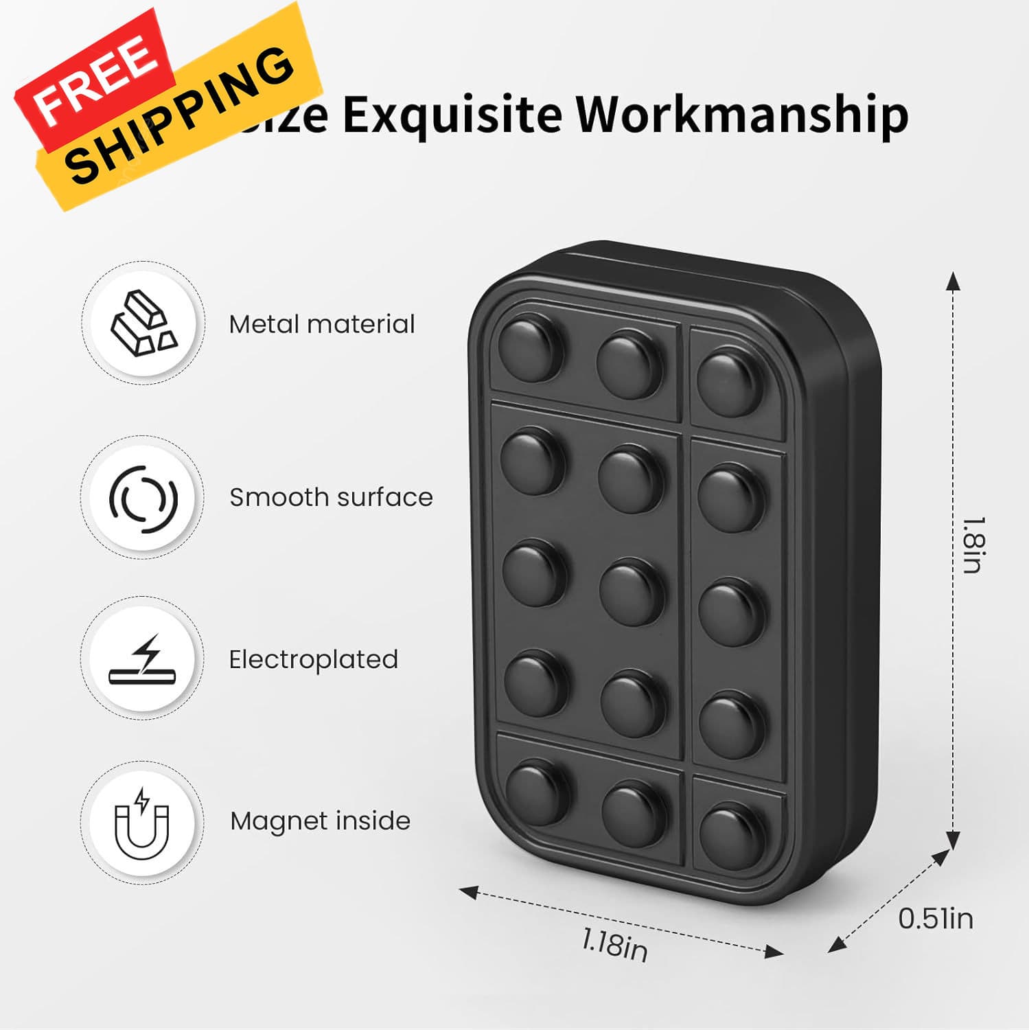 Fidget Toys Adults Metal Magnetic Slider Magnet Finger Haptic Black  2