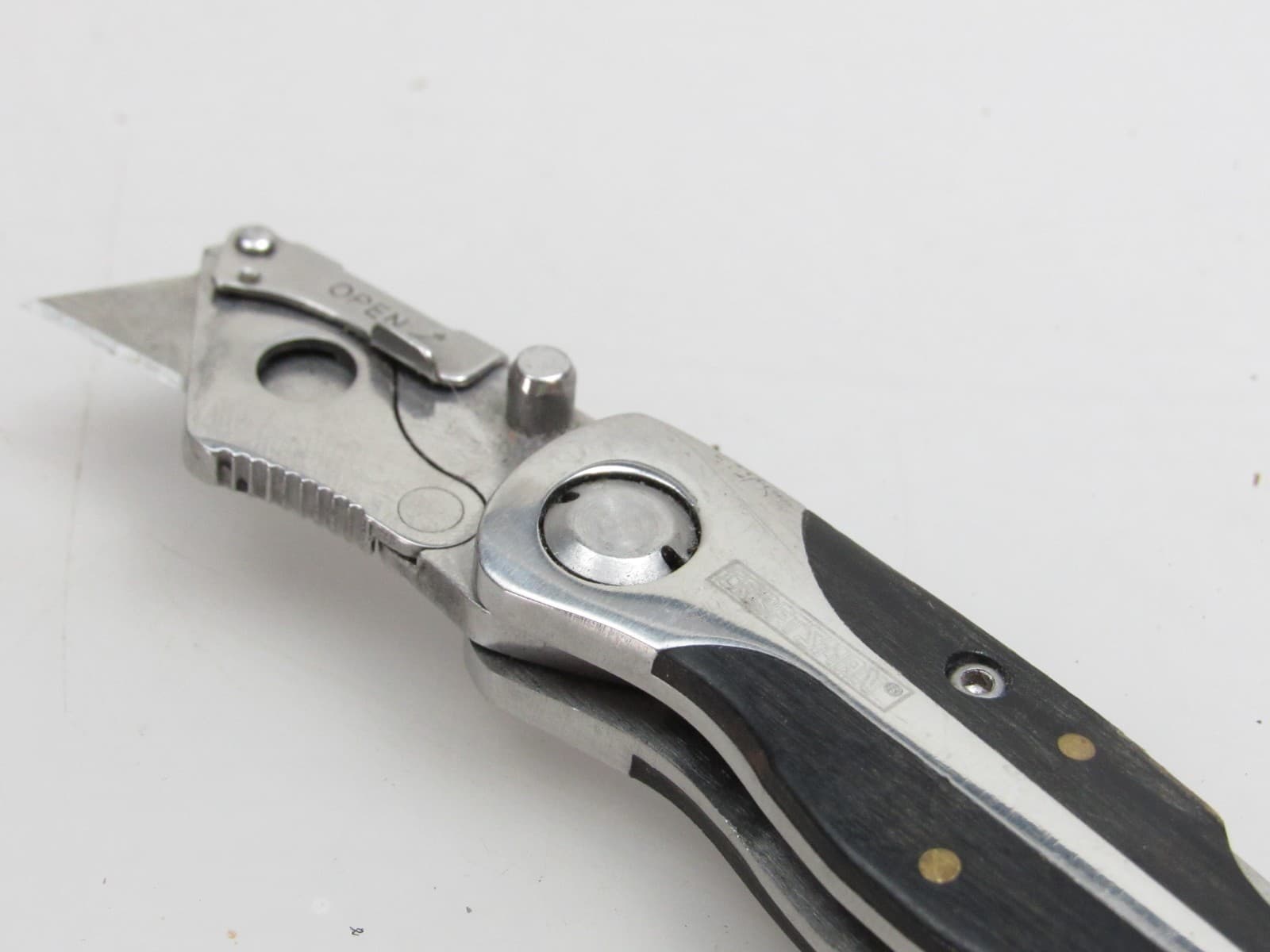 Vintage Craftsman Wood Handle Razor Blade Pocket Knife Folding Replaceable Blade 2