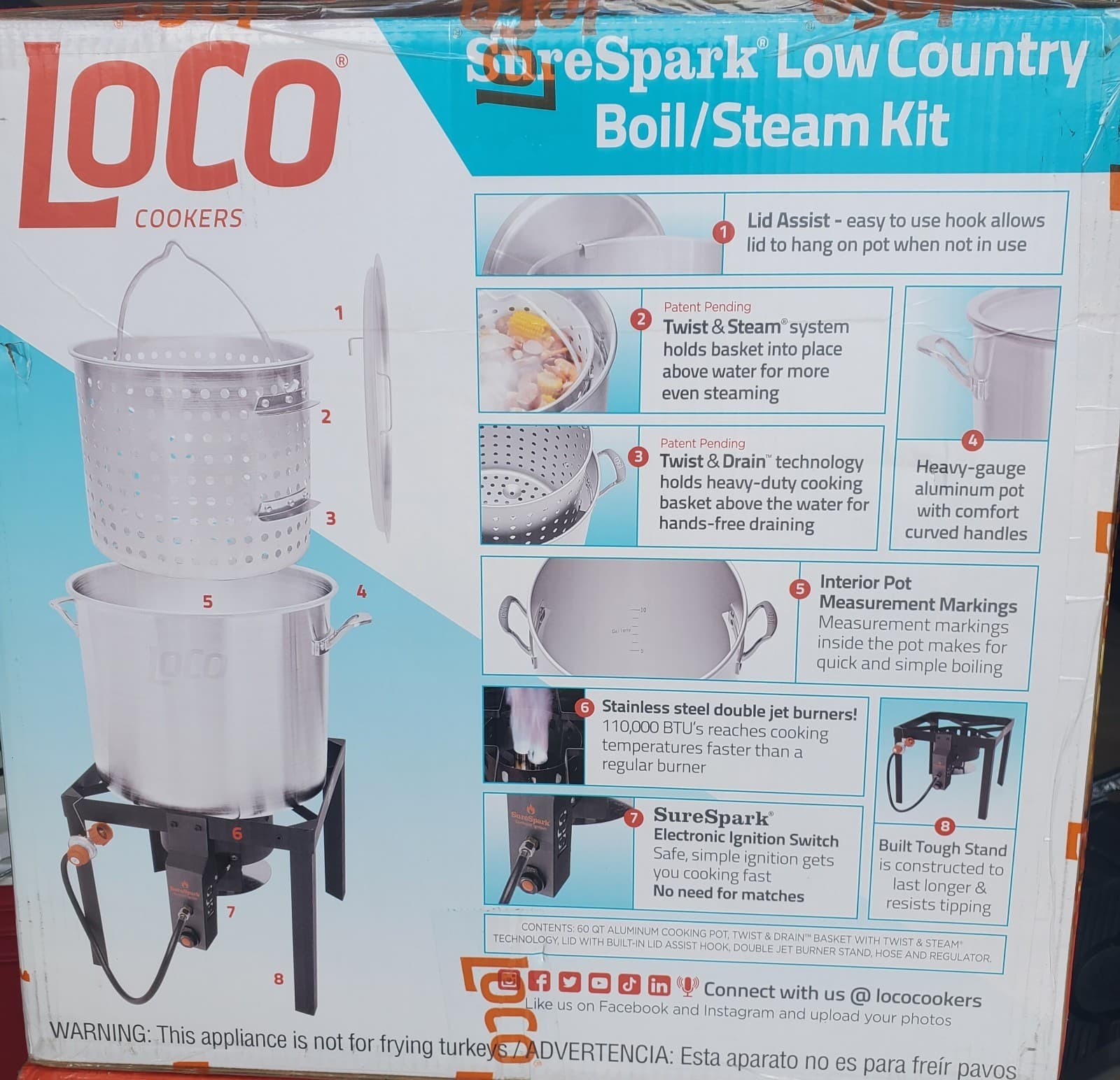 *NIB* Loco 60 Qt. SureSpark Cajun Crawfish Boil/ Turkey Fryer/ **Thanksgiving ** 3