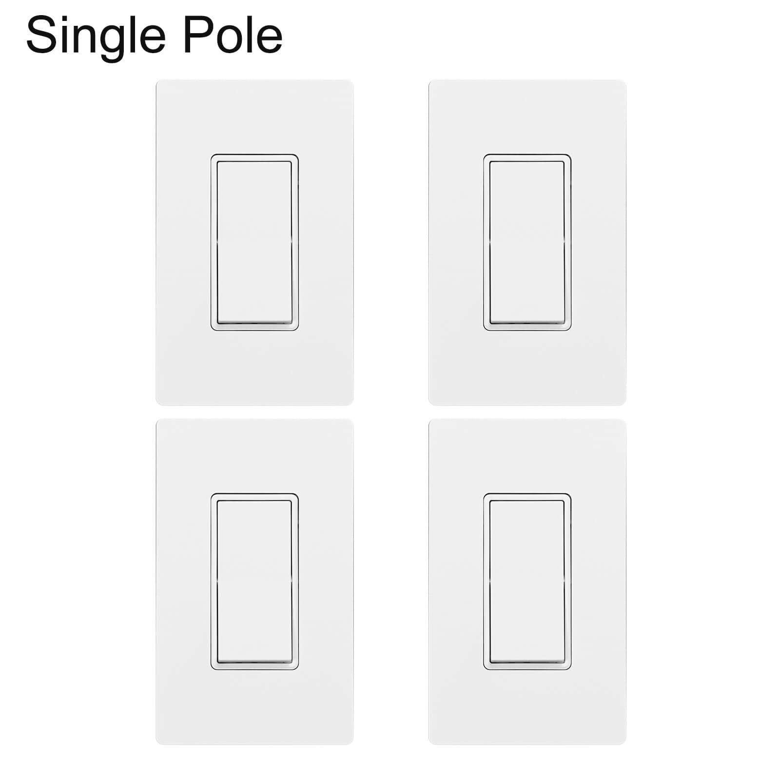 MOES Decora Light Switch White Paddle Rocker 3 Way & Single Pole 15A [4/12 Pack]