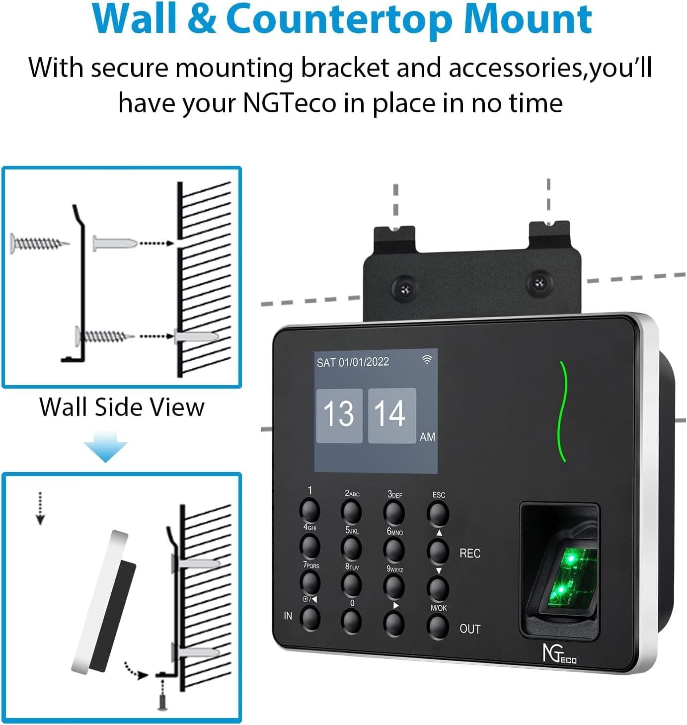 Time Clocks for Employees Small Business, W3 2.4GHz WiFi Biometric Fingerprin... 6