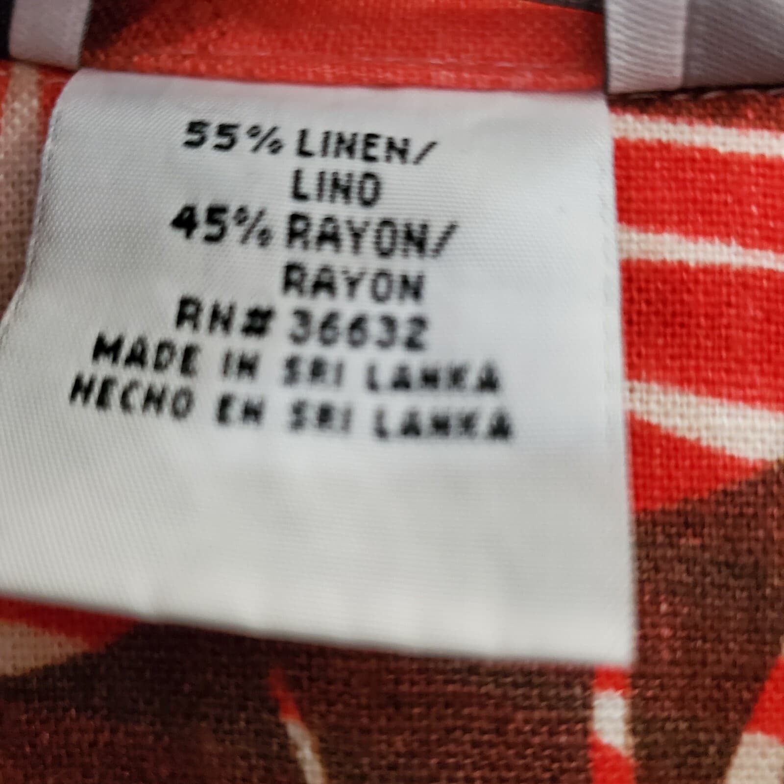 Vintage 90's Stonebridge Linen Blend Red Tropical Button Up Blouse Size Large 6