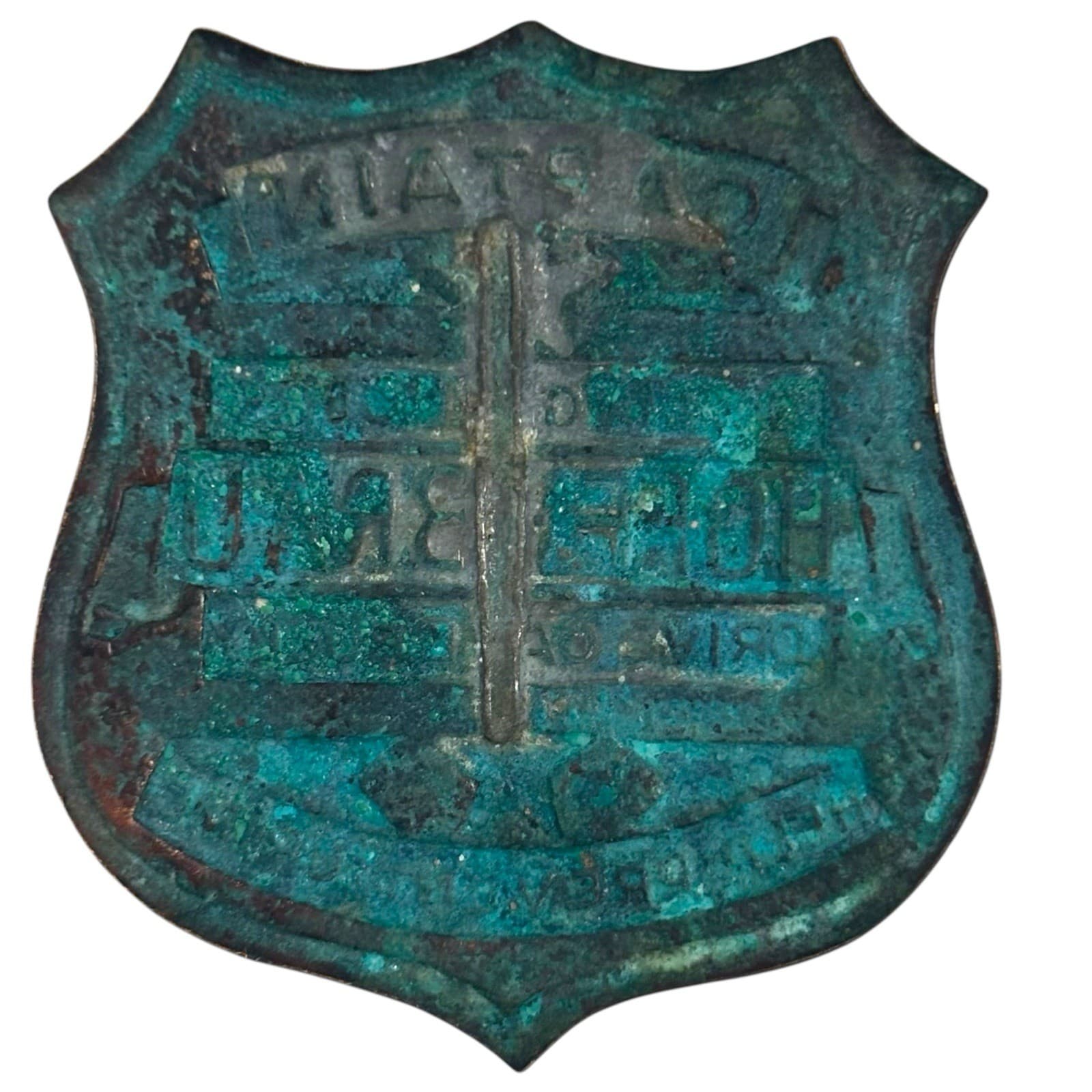 Rare Vintage 1940s HOFF BRAU Beer Captain Drive Safe Bar Advertising Badge Pin 4