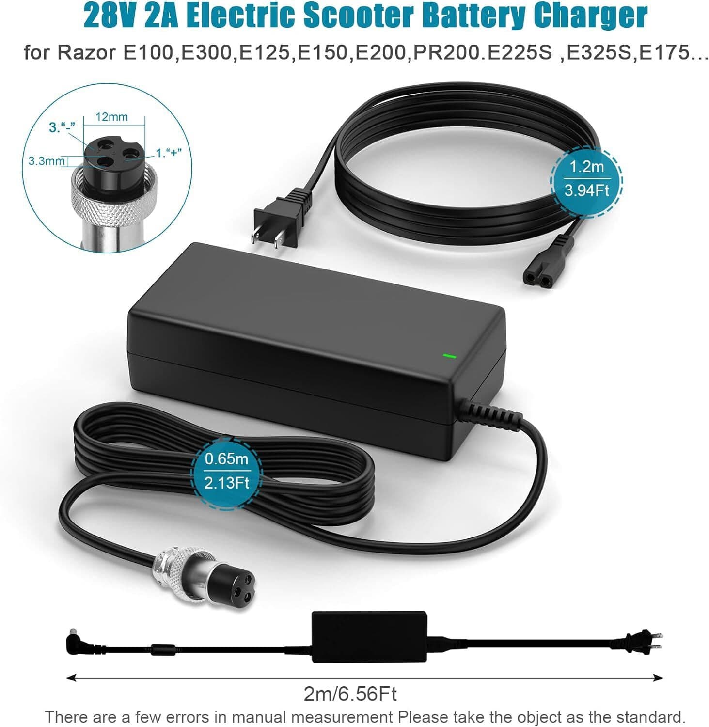 Electric Scooter Battery Charger for RAZOR E100 E200 E300 E125 E150 E500 24V 3