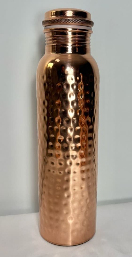 34oz Pure Copper Water Bottle - Handmade Hammered Finish - Ayurvedic Health USA 2