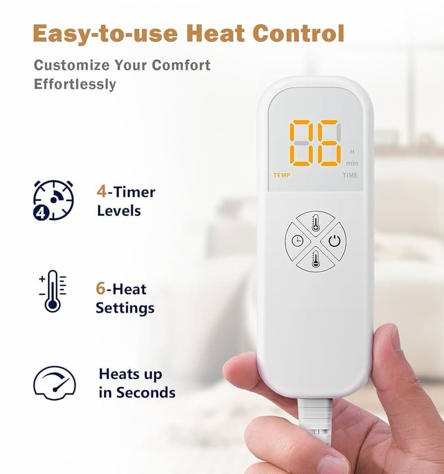 Extra Large Microplush Heating Pad 17”x33” for Back Neck Pain Relief, 6 Heat  6