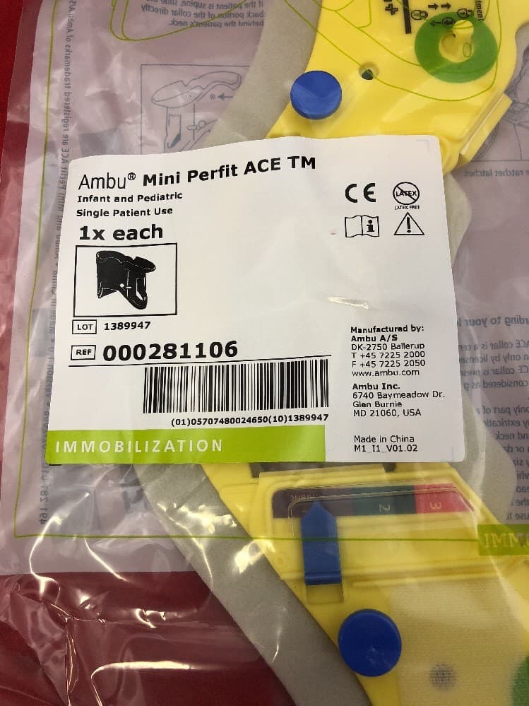 NEW AMBU Mini PERFIT ACE Infant & Pediatric Extrication Collar 000281106 Yellow 2