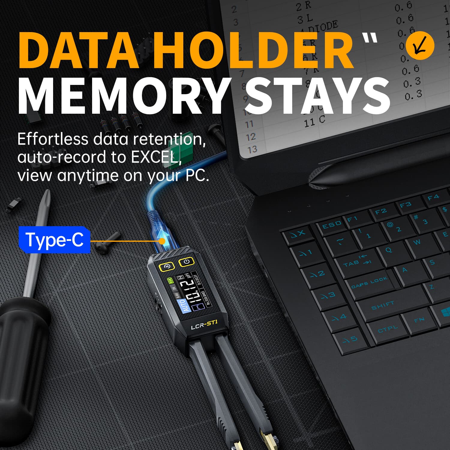 FNIRSI LCR-ST1 Mini Smart Tweezer LCR SMD ESR Tester Ohm Capacitance Diode Test 6