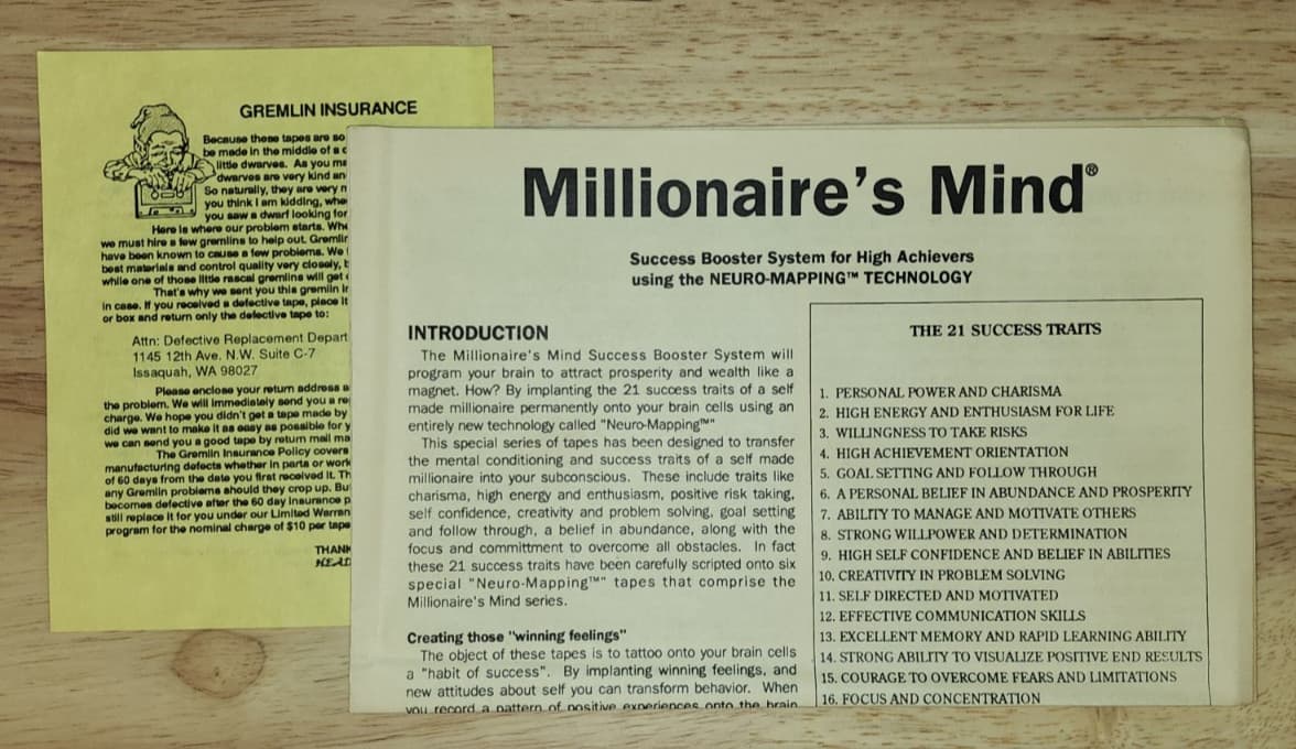 ZYGON Millionaires Mind Subliminal Booster System High Achievers Cassettes 4