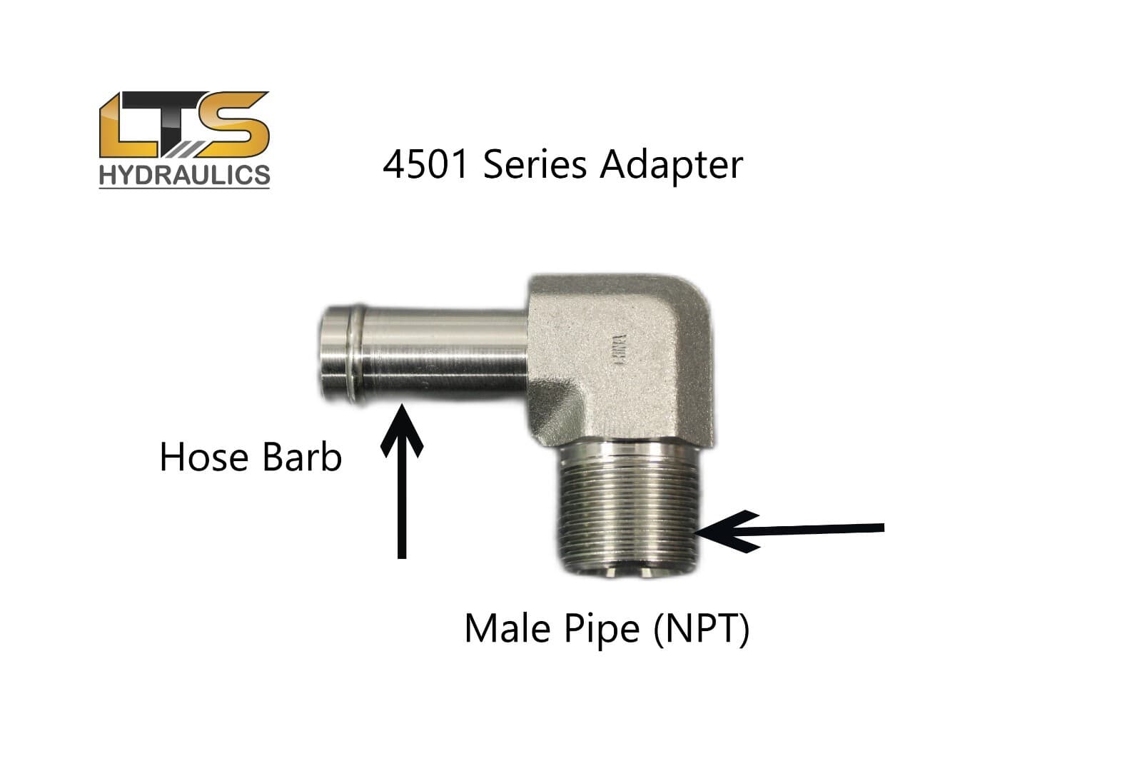 1/4" Beaded Hose Barb x 1/8" Male Pipe NPT 90° Steel Adapter 4501-04-02 4