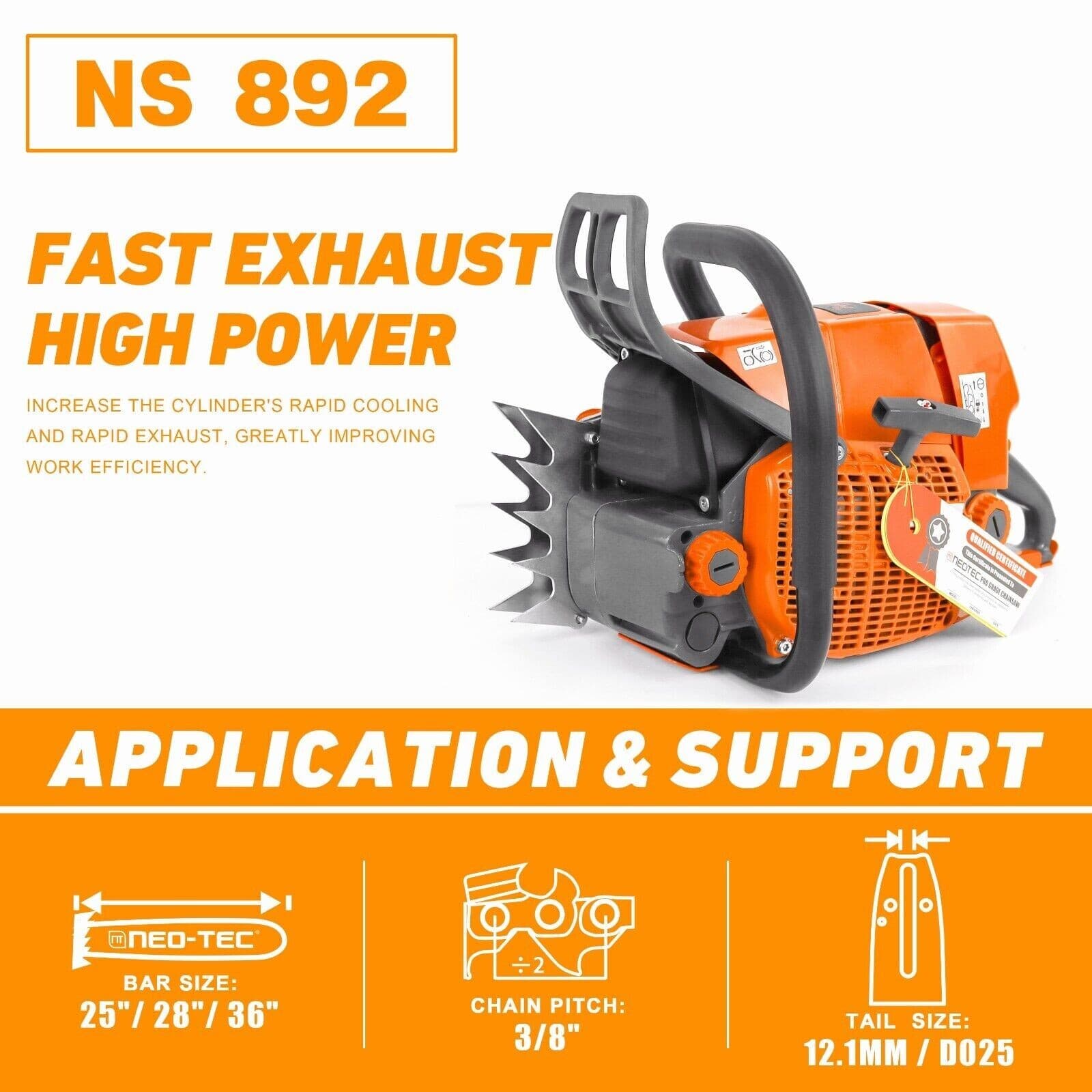 92cc Chainsaw Gas Powered Head Compatible with MS660 066 Milling Cut Tree No Bar 2