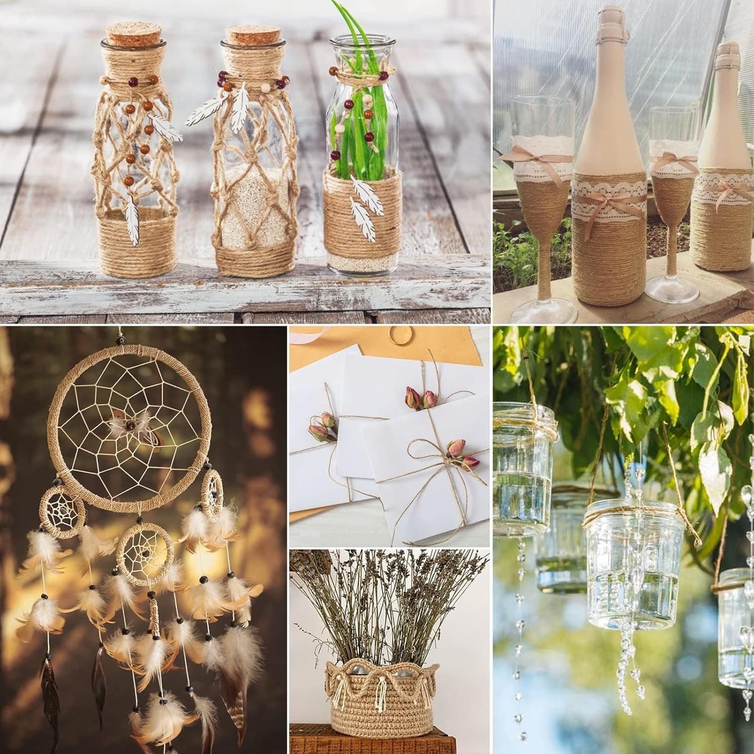 984 FT Natural Jute Twine, Twine String, 3ply Thin Ribbon Hemp Twine, Twine for 4