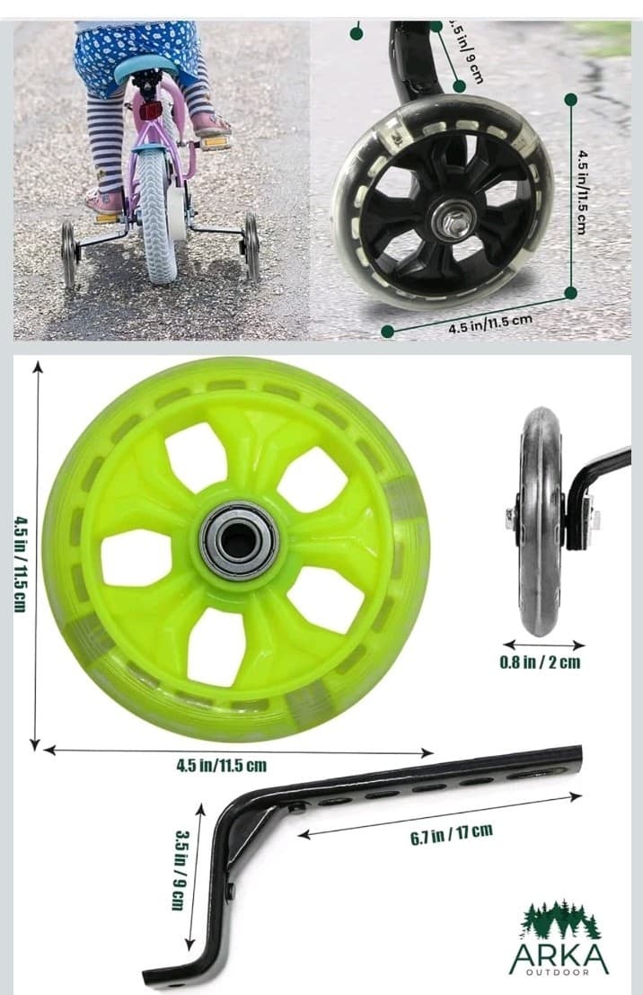 Bicycle Training Wheels for12 14 16 18 20 Inch Kids Bike. Multicolored LED 6