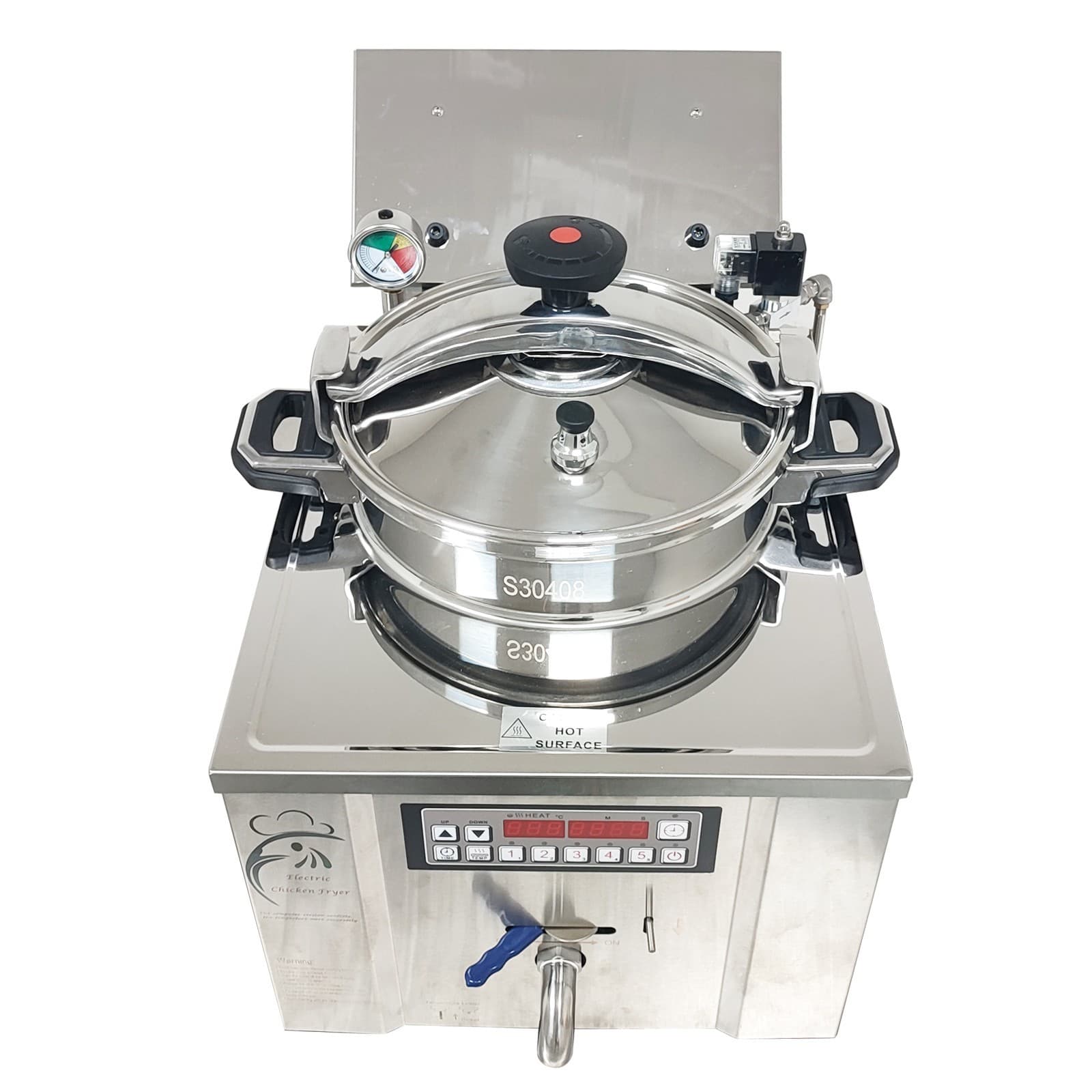 220V 22L Numerical Control Fried Chicken Stove Stainless Steel Pressure Fryer 6