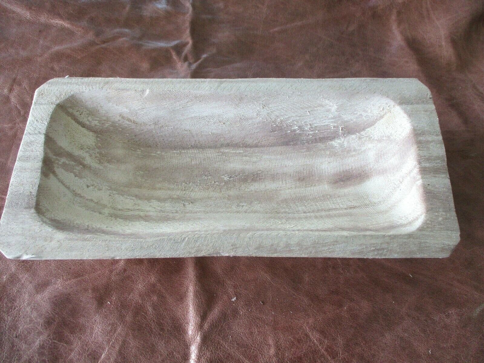 Carved Wooden Dough Bowl Primitive Wood Trencher Tray Rustic Home Decor 12"  2