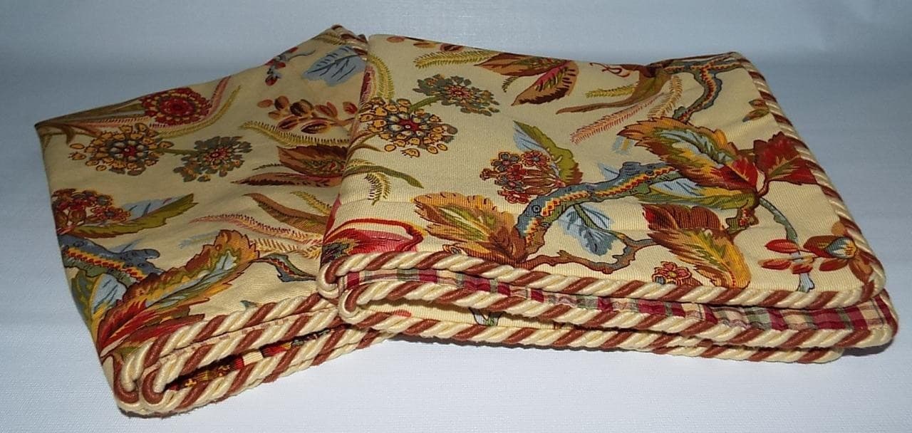 2 Rose Tree Ornate Pillow Shams King Size Hyde Park Pattern Paisley Brocade Rope