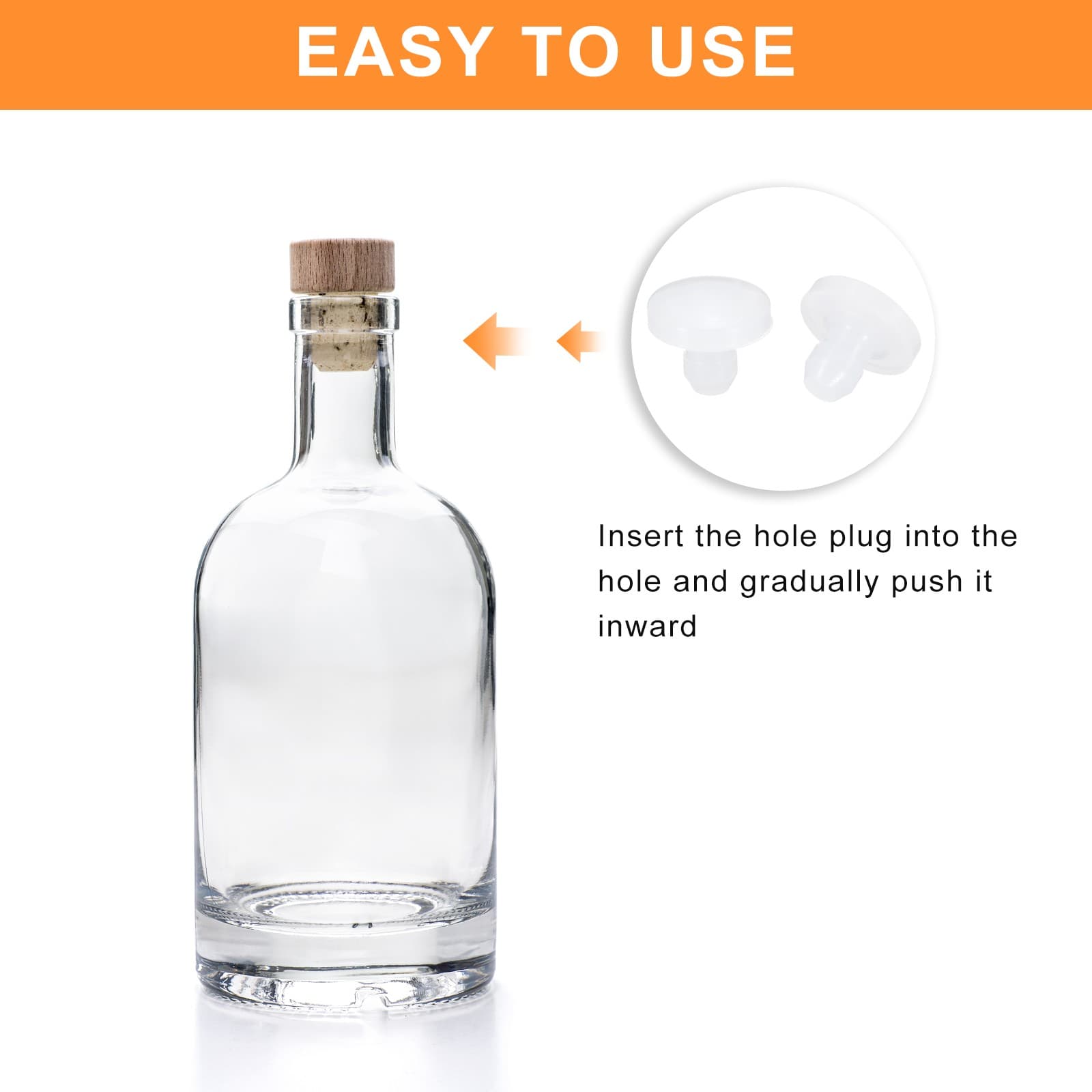 25Pack Silicone Plugs Rubber Round Hole Plugs for 2.5-3mm Hole Translucent 5