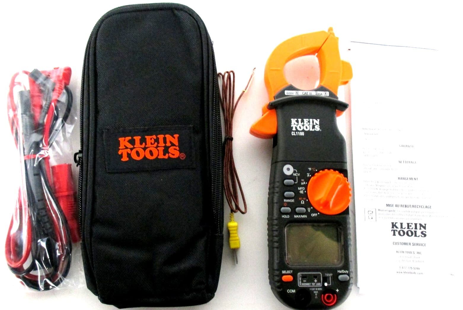 Klein Tools 400A AC Clamp w/Temperature Non Contact Voltage Tester CL1100 2