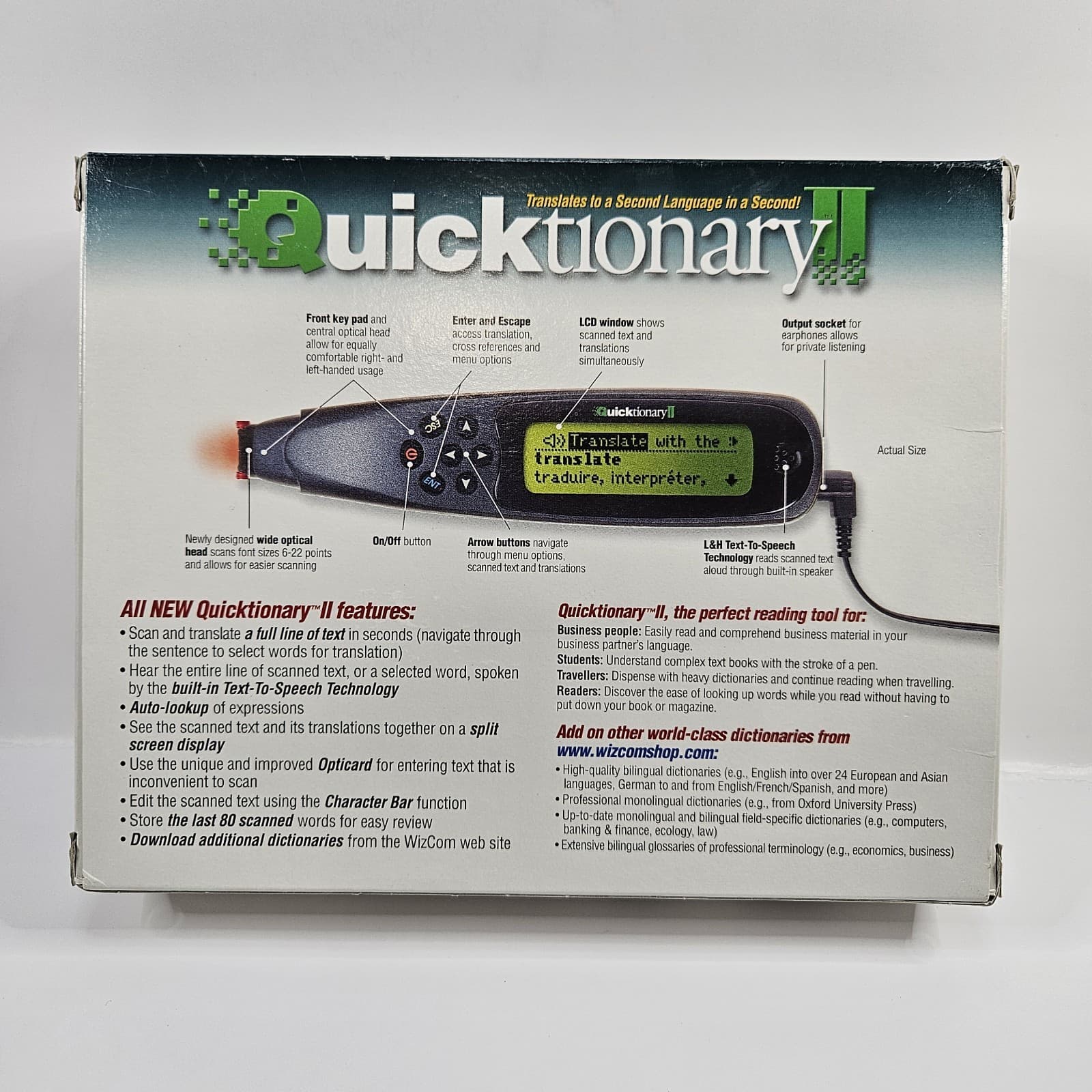 Wizcom Quicktionary 2 English/German - German/English Translate Electronic Pen 5