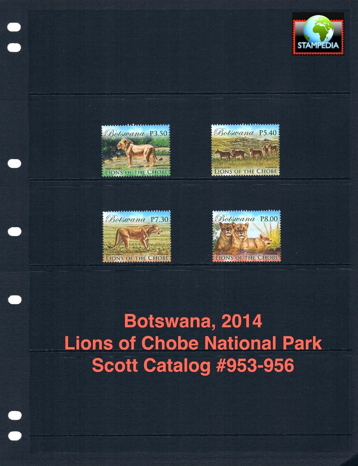 $5.50 Scott Value - 2014 BOTSWANA Lions Chobe African  Wildlife CV MNH NH UMM