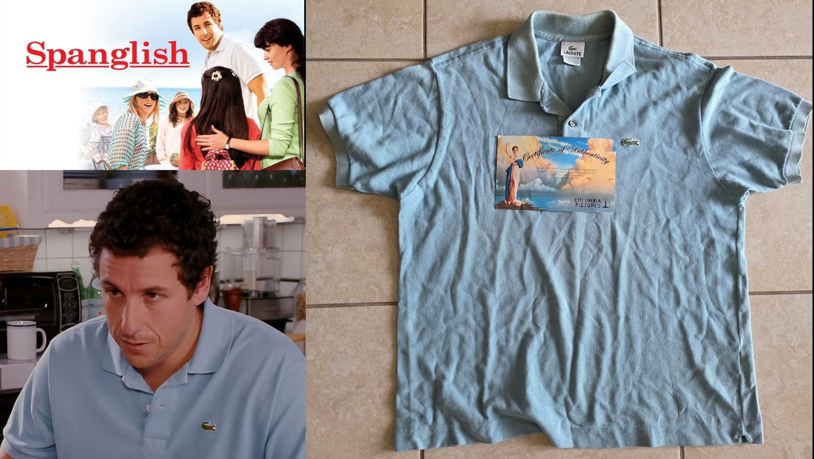 SPANGLISH: Adam Sandler Vintage Lacoste Shirt worn w/Studio COA