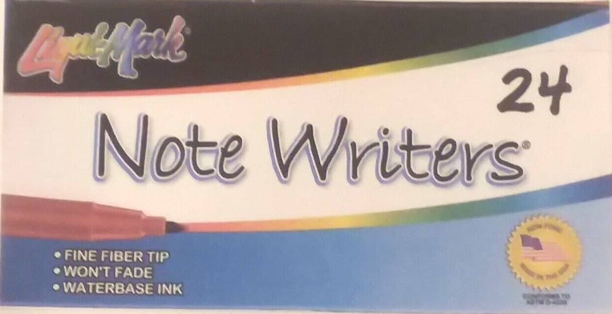 Lot of 24 Liqui-Mark® Note Writer 1000 BLACK Fiber Point Pocket Markers Fine 4
