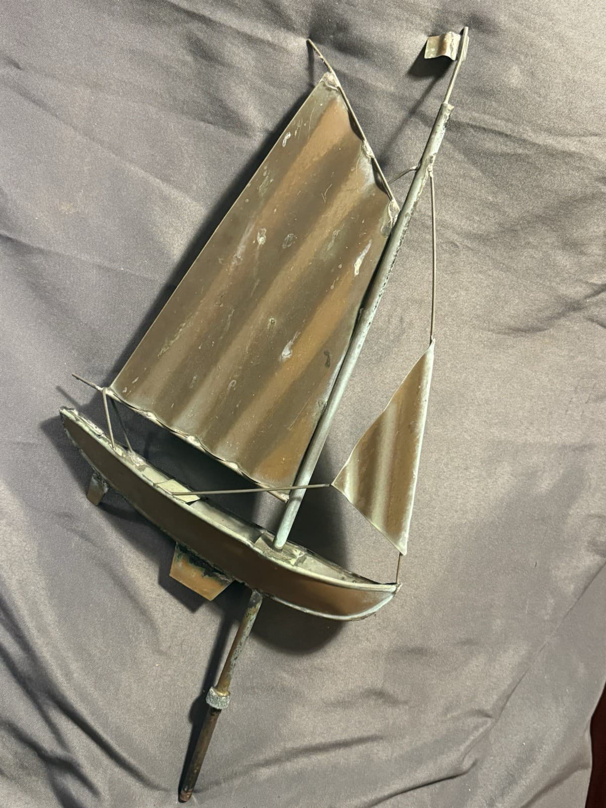 Vintage Copper Sailboat Nautical Weathervane architectural salvage