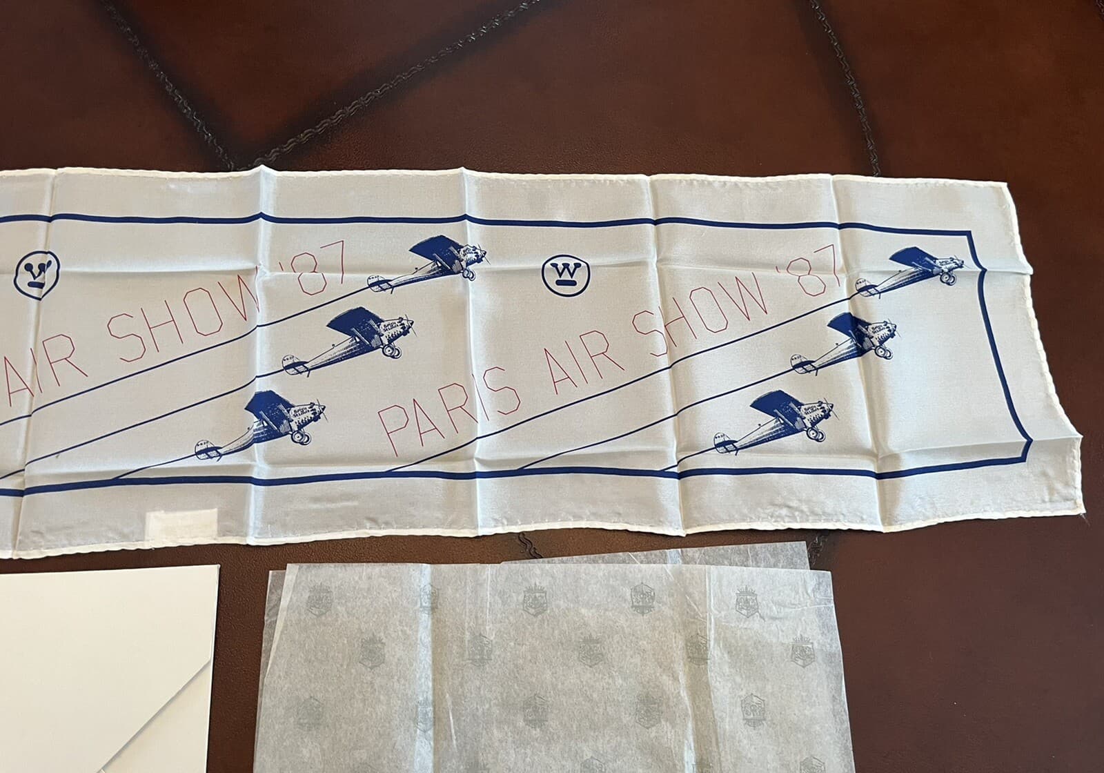 1987 Paris Air Show Silk Scarf Westinghouse With Orig Envelope Collectable 3
