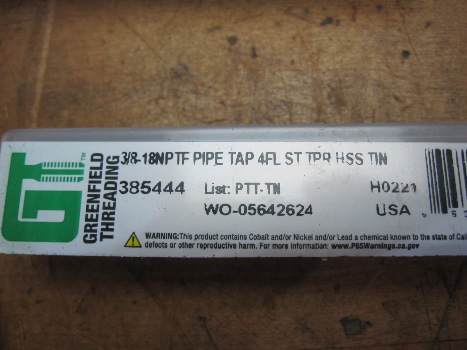 GT G3021 3/8"-18 NPTF HS TN 4 straight flute conduit/pipe tap 2