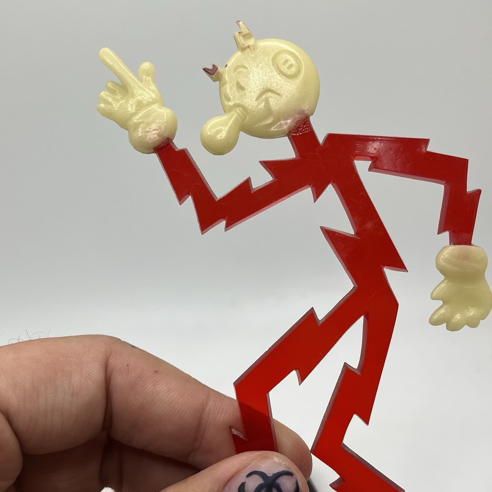 Vintage Reddy Kilowatt Translucent Plastic Figure + Stand 40s 50s Rare Display 6