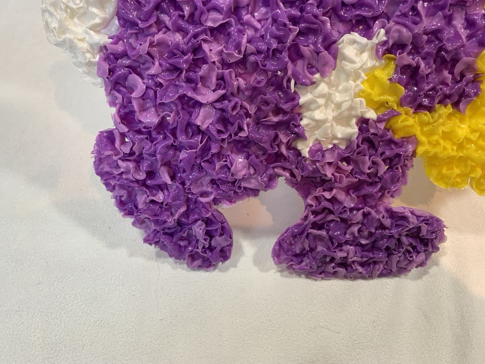 VTG Melted Plastic Popcorn 1970s PURPLE EASTER Bunny Basket Eggs Decoration 21" 5