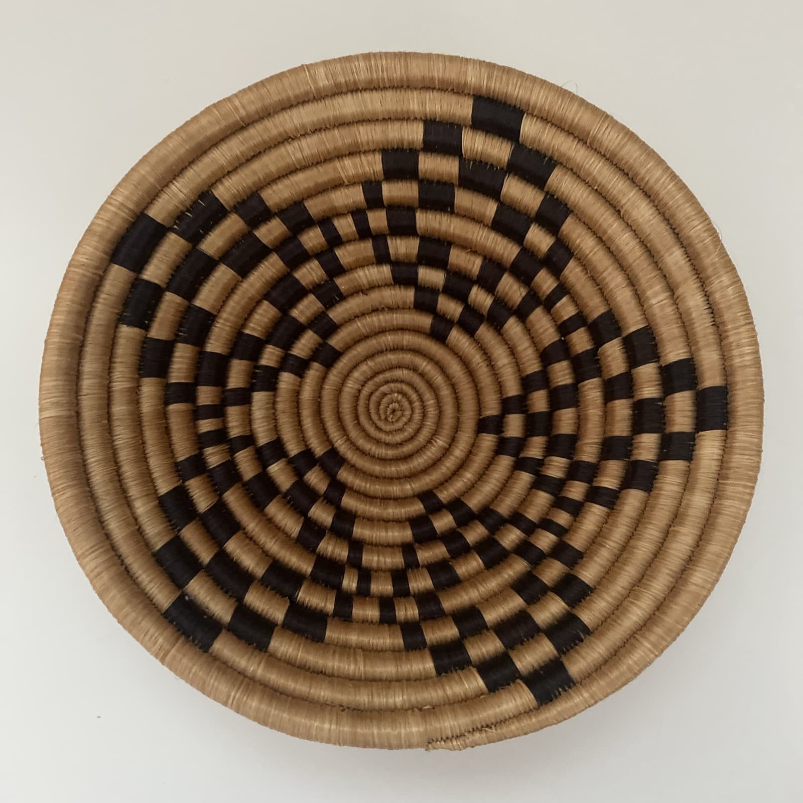 Set of 2 African Basket 7" Woven Handmade Wall Hanging Brown and Tan 3