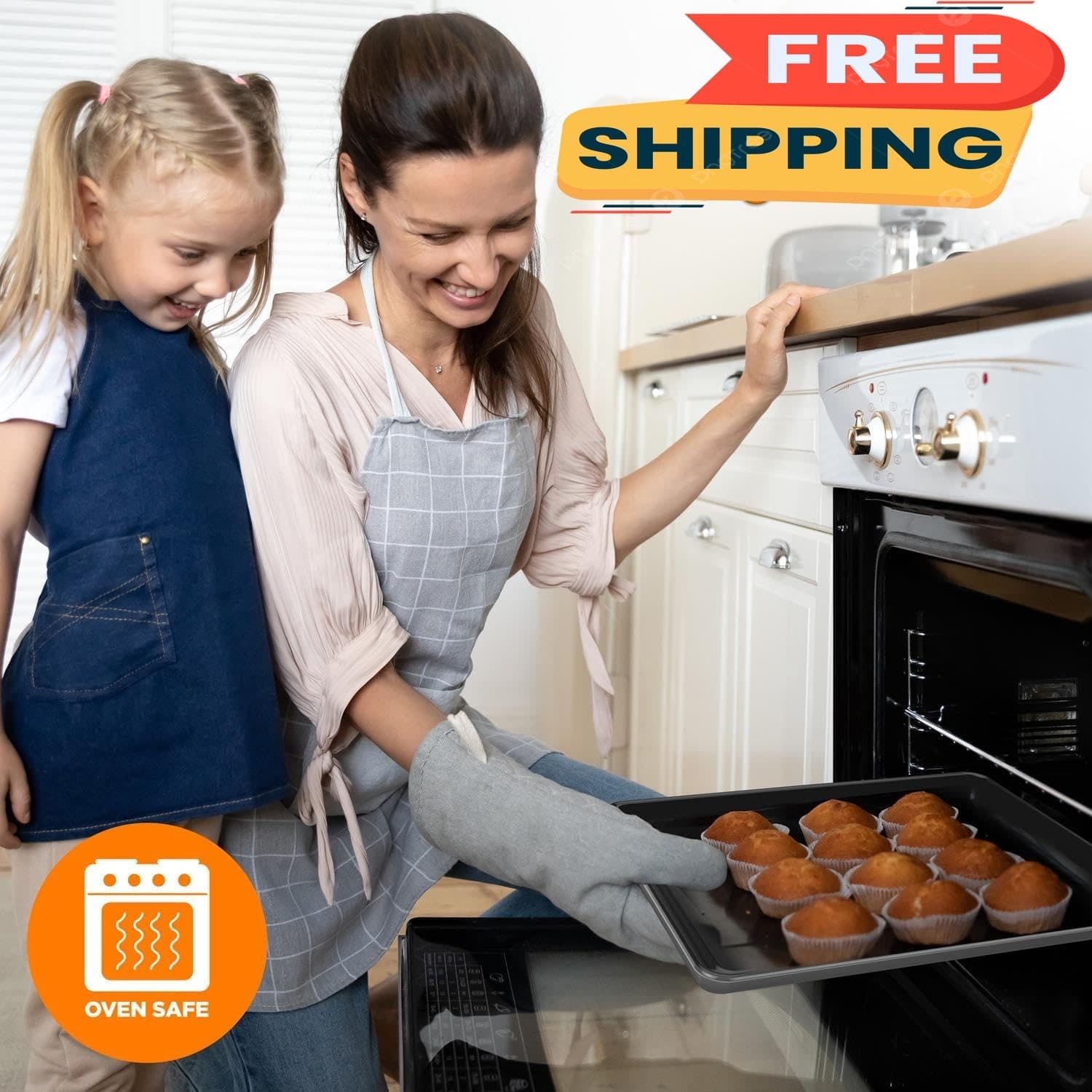 Juego de 8 bandejas antiadherentes apilables para hornear - Libre de PFOA, PFOS 4