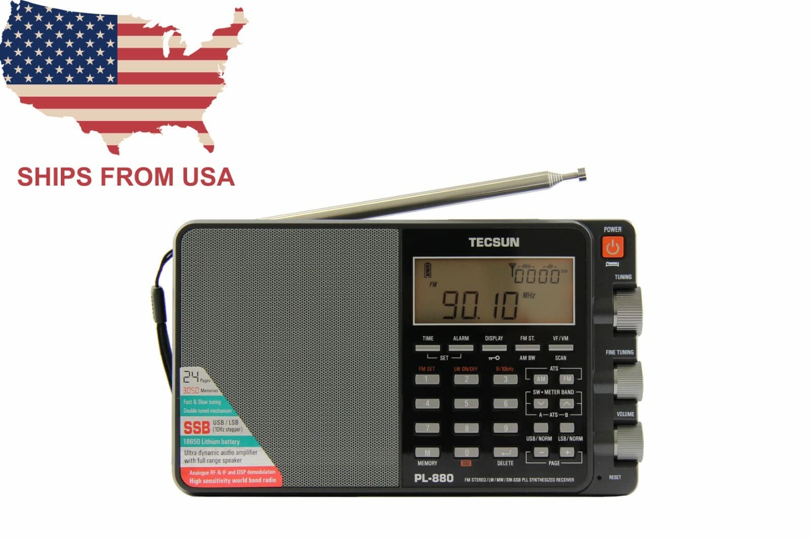 TECSUN PL-880 (Black) Triple Conversion AM/FM SW SSB Radio 8820 firmware 