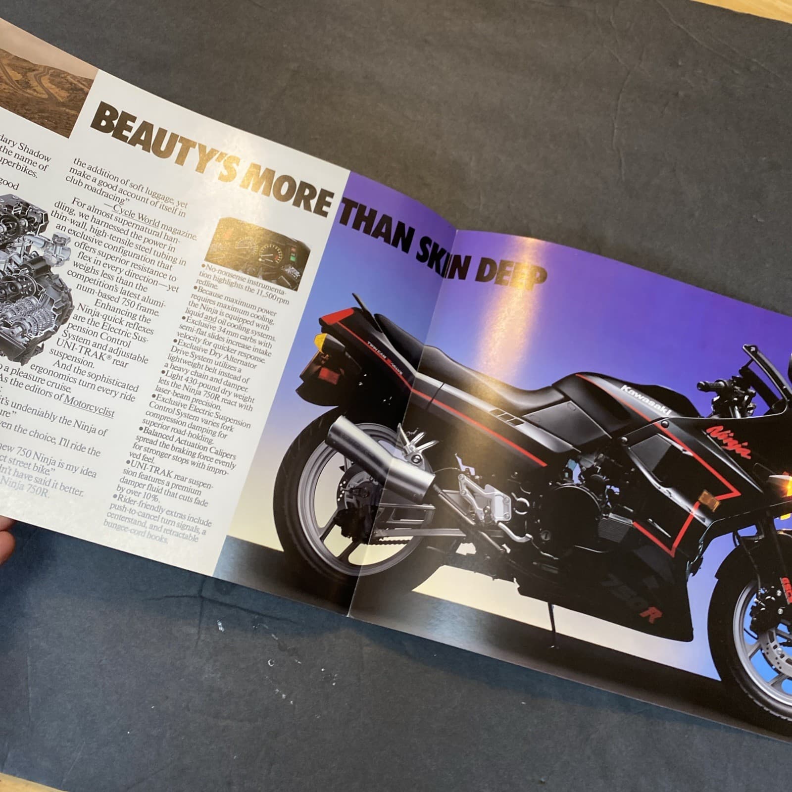 VTG Kawasaki NINJA 750R Motorcycle 1987 1988 Color Glossy Sales Brochure Specs 5