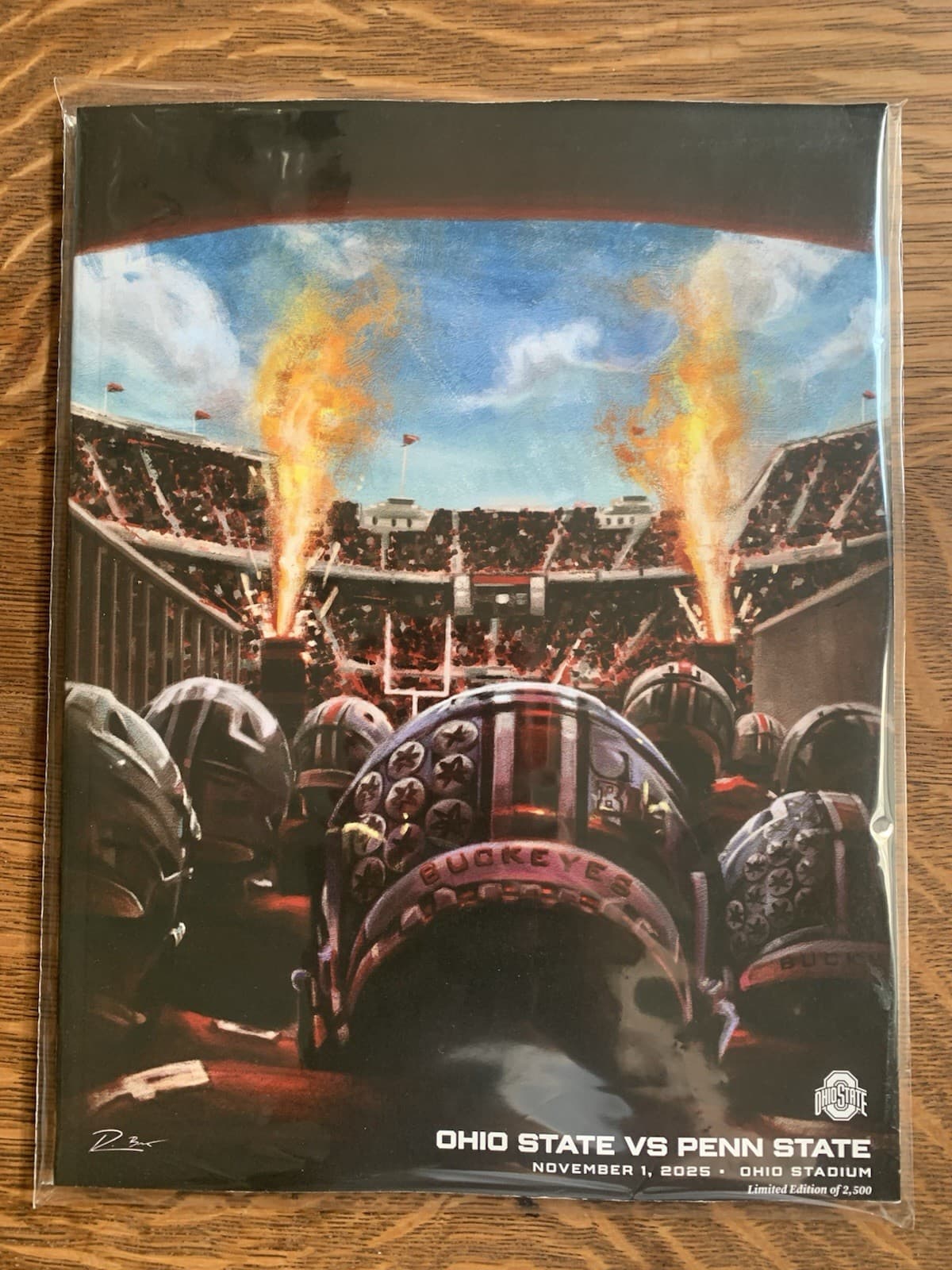 2025 Ohio State Buckeyes football game day program vs Penn State, plastic cover